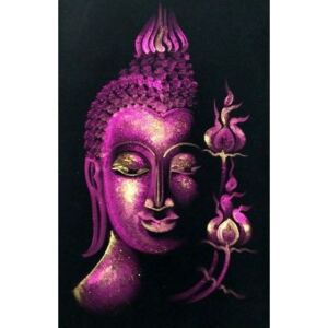 Obraz BUDHA ručná maľba, čierno - fialová - 35 x 53