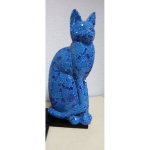 Stolná lampa modrá CAT, ručná práca, Indonézia