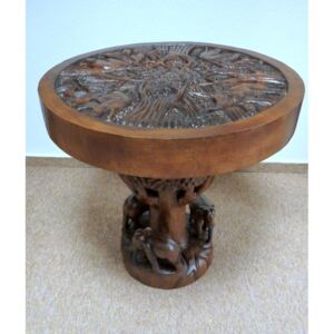Stôl jedálenský okrúhly - drevený - originál drevorezba