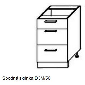 ArtExt Kuchynská linka Quantum Kuchyňa: Spodná skrinka D3M/50 / (ŠxVxH) 50 x 82 x 50 cm
