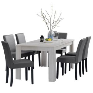 [en.casa]® Rustikálny dubový jedálenský stôl HTFU-2336 so 6 stoličkami HTMY-9703