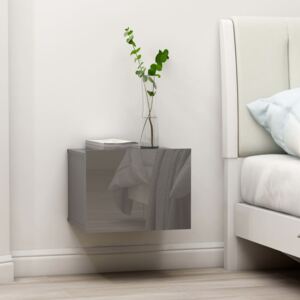 Nočný stolík, lesklý sivý 40x30x30 cm, drevotrieska