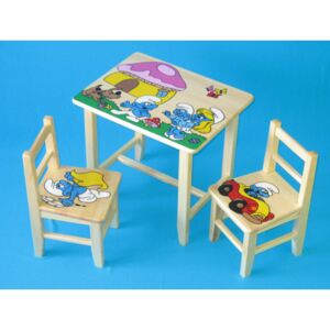 Detský Stôl s stoličkami Šmolkovia + malý stolček zadarmo !! (+ malý stolček zadarmo !!)