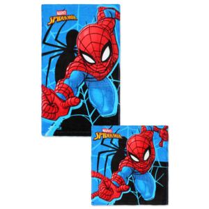 Setino Detský uterák na ruky + uteráčik na tvár Spiderman - set 2 ks - 30x50, 30x30 cm - modrá