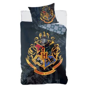 Setino Bavlnené obliečky Harry Potter \"HOGWARTS\" - čierna 140x200, 70x90