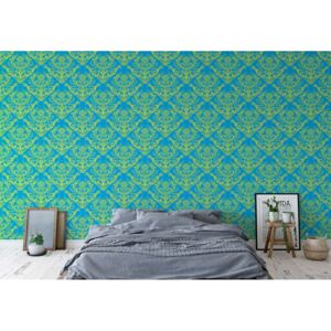 Fototapeta GLIX - Floral Pattern Green And Blue + lepidlo ZADARMO Vliesová tapeta - 254x184 cm