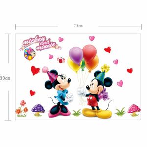 Veselá Stena Samolepka Mickey Mouse a Minnie Velikost: 50 x 75 cm