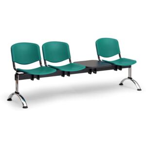EUROSEAT Plastová lavice do čakární ISO, 3-sedadlo + stolík, zelená, chrómované nohy