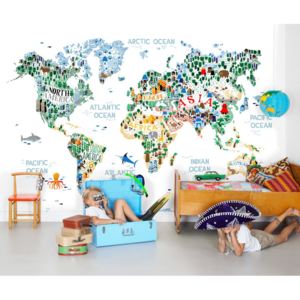 Vliesová tapeta Mr Perswall - The Cutest World Map Ever 360 x 265 cm