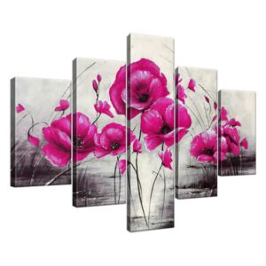 Ručne maľovaný obraz Ružové Vlčie maky 100x70cm RM2453A_5A