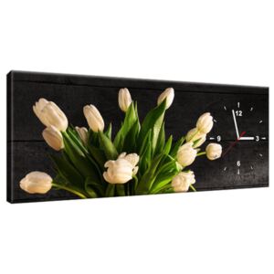 Obraz s hodinami Krémové tulipány 100x40cm ZP1392A_1I