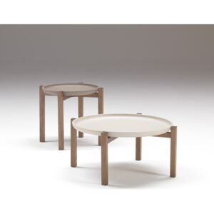 GONG dizajnový konferenčný stolík 2 v 1 masív P&C - priemer 65 cm
