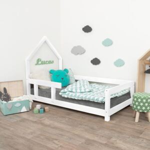 Benlemi Detská posteľ domček POPPI s bočnicou Zvoľte farbu: Biela, Rozmer: 70 x 160 cm, Strana: Vľavo