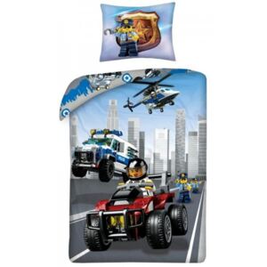Halantex · Bavlnené posteľné obliečky LEGO City - motív polícia - 100% bavlna - 70 x 90 cm + 140 x 200 cm