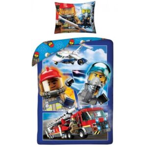 Halantex · Bavlnené posteľné obliečky LEGO City - motív hasiči - 100% bavlna - 70 x 90 cm + 140 x 200 cm