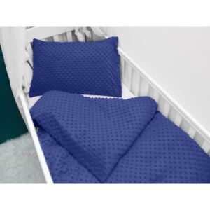 Detské posteľné obliečky do postieľky Minky 3D bodky MKP-023 Tmavo modré Do postieľky 90x140 a 40x60 cm