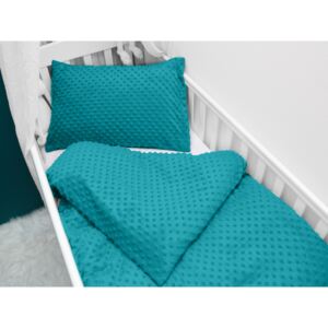 Detské posteľné obliečky do postieľky Minky 3D bodky MKP-027 Petrolejové Do postieľky 90x140 a 40x60 cm