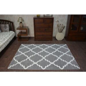 11132 Moderný koberec SKETCH šedo-biely vzor trellis 80x150 cm