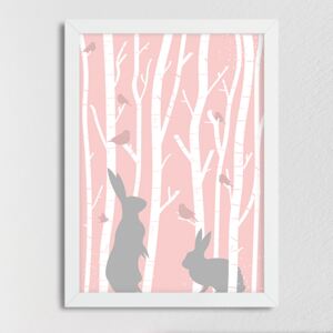 Rámovaný obraz pre deti - Zajace v lese A3