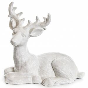Vianočná dekorácia jeleň ležiaci biely mgo keramika 50x40cm