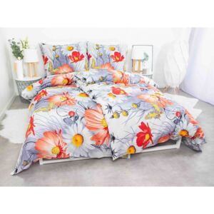 Bavlnené obliečky na 2 postele – Karla oranžová/sivá