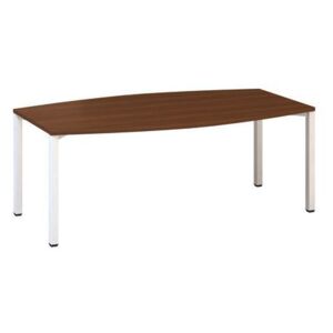 Konferenčný stôl Alfa 420 s bielym podnožím, 200 x 110 x 74,2 cm, dezén orech