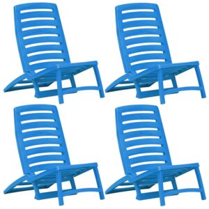 Skladacie plážové stoličky 4 ks modré plastové