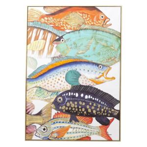 KARE DESIGN Obraz s ručnými ťahmi Fish Meeting Two 100 × 70 cm