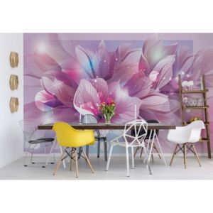 Fototapeta - Flowers Modern Pink And Purple Vliesová tapeta - 416x254 cm