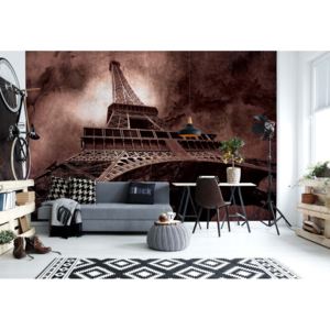 Fototapeta - Paris Eiffel Tower Dark Sepia Vliesová tapeta - 206x275 cm