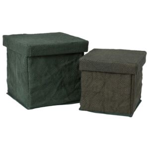 Košík zelený textilný 2 kusy set box úložný ARMY GREENERY
