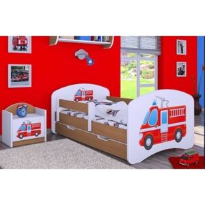 MAXMAX Detská posteľ so zásuvkou 160x80cm HASIČI - buk