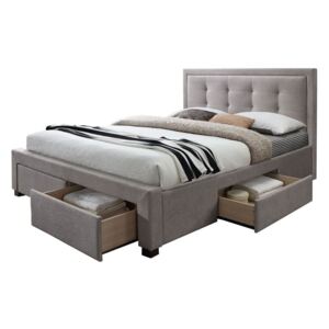 Manželská posteľ EVORA + rošt + pěnový matrac COMFORT, 180x200, sawana 21 sivá