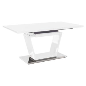 Kondela Jedálenský stôl, PERAK, biela extra vysoký lesk+sklo, rozkladací