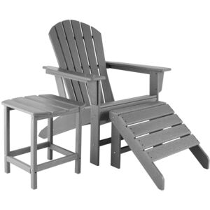 Tectake 404165 záhradná stolička janis s podnožkou a stolíkom - šedá
