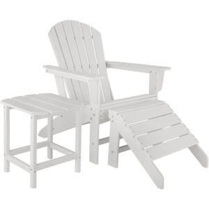 Tectake 404166 záhradná stolička janis s podnožkou a stolíkom - bílá