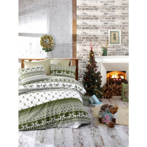 Vianočné bavlnené obliečky na dvojlôžko s plachtou Greene, 200 × 220 cm