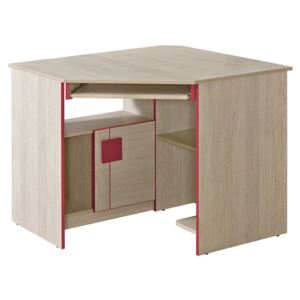 Rohový písací stôl Zumino Z11, Farby: dub santana / červená