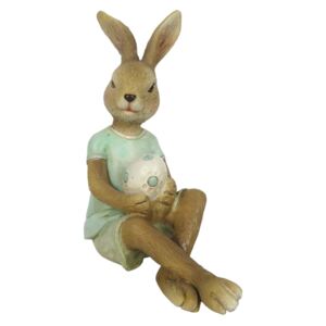 Dekorácia sediaci králik s vajíčkom - 10 * 6 * 12 cm