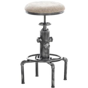 Kovová barová stolička Lumo Vintage ~ koženka, antik strieborná Farba Sivá