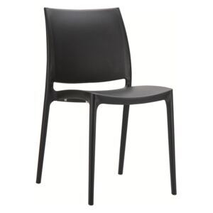 Plastová stolička May (SET 4 ks) Farba Čierna