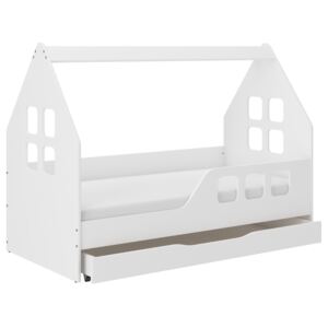 Wooden Toys Detská posteľ HOUSE 160x80 cm so zásuvkou + matrac