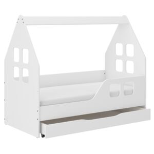 Wooden Toys Detská posteľ HOUSE 140x70 cm so zásuvkou + matrac