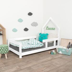 Benlemi Detská posteľ domček POPPI s bočnicou Zvoľte farbu: Biela, Rozmer: 70 x 160 cm, Strana: Vpravo