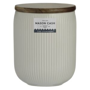 Nádoba s dreveným vrchnákom Mason Cash Linear Collection, biela, objem 500 ml