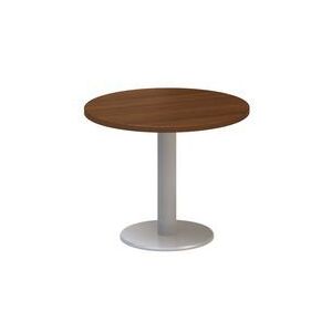 Kruhový konferenčný stôl Alfa 400 so sivým podnožím, 70 x 50,7 cm, dezén orech