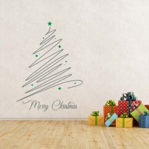 GLIX Merry Christmas - nálepka na stenu Šedá a zelená 90 x 70 cm
