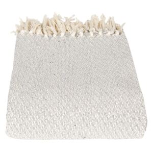 Šedo-krémový bavlnený pléd so strapcami - 125 * 150 cm