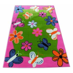 MAXMAX Dětský koberec Růžoví motýli