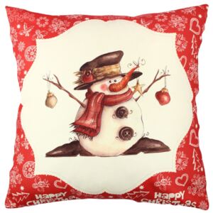 Vankúš Snowman Red&White, 43 × 43 cm